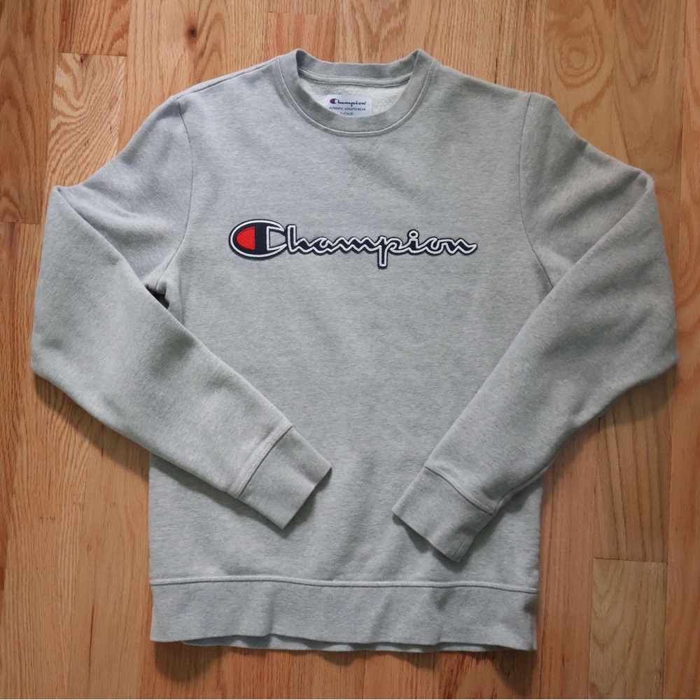 Champion Men's Light Gray Crewneck Sweater